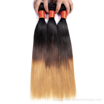 Henan Factory Virgin Hair Bundles 3 Tone Color 1B 4 27 Ombre Color 3bundles with remy hair 4*4 remy closure 4*13 Frontal